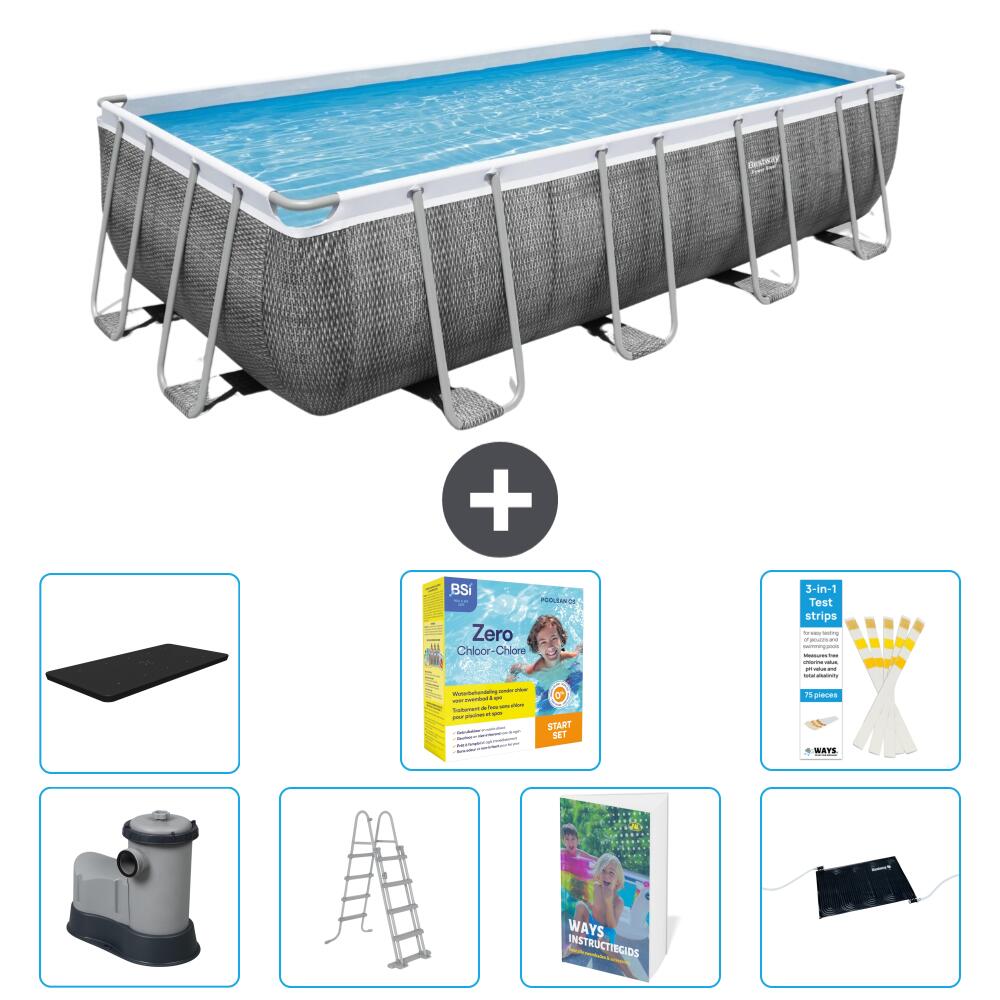 BESTWAY Basen Power Steel Prostokątny - 549x274x122 cm - 8-częściowy S582