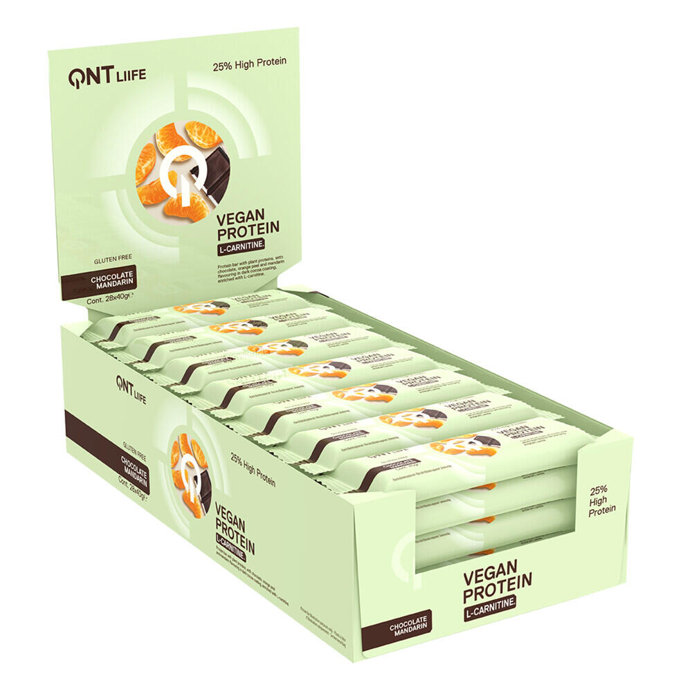Wegański batonik proteinowy + L-Karnityna - Czekolada mandarynkowa - 28 x 40g