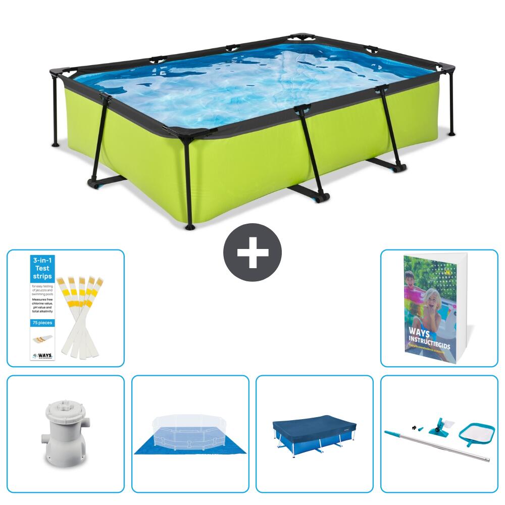 EXIT TOYS Basen Prostokątny - 300x200x65 cm - 7-częściowy S225