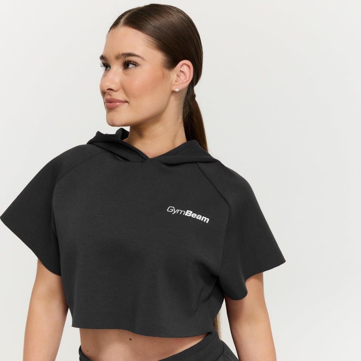 Bluza damska fitness z kapturem Cropped Relay Black