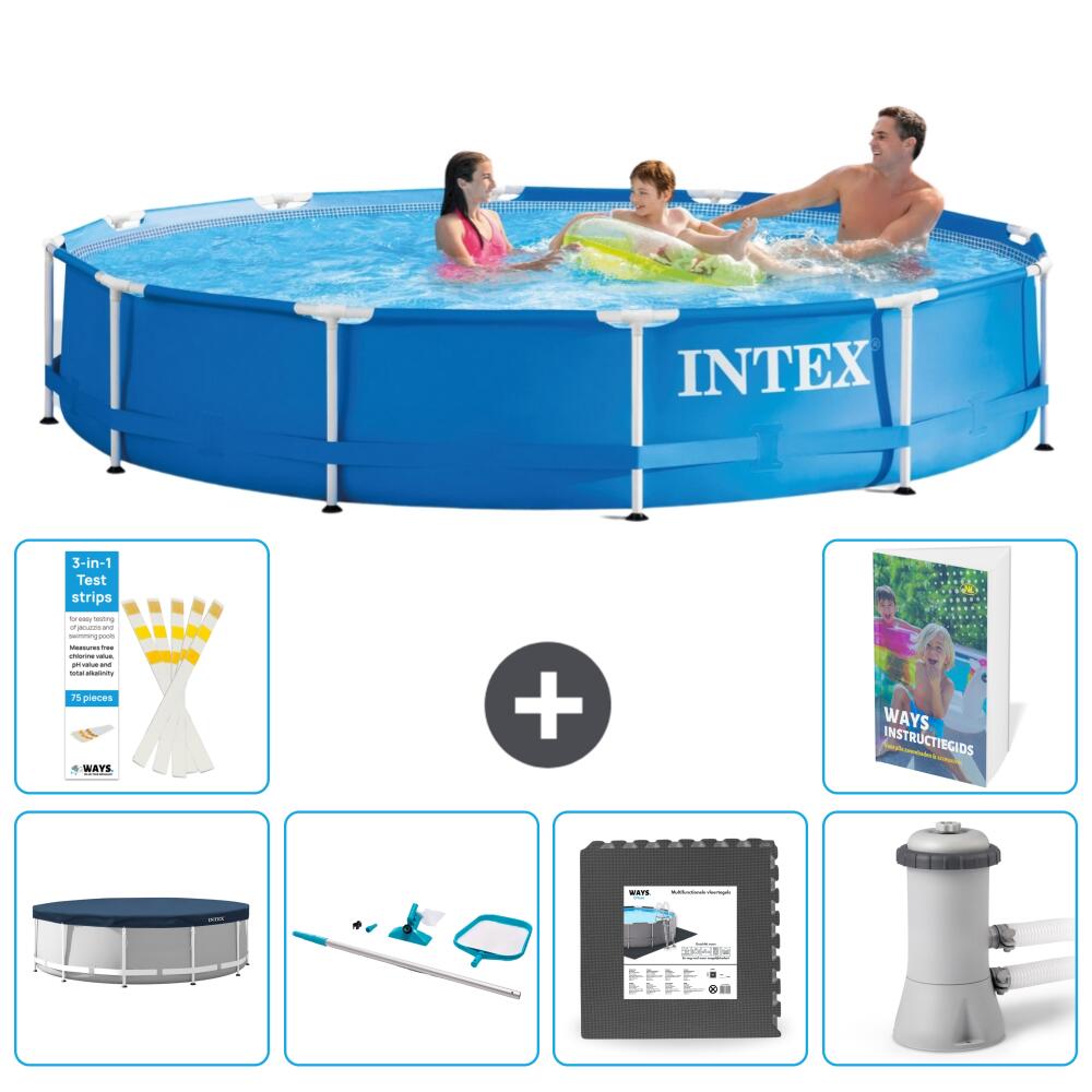 INTEX Basen ze stelażem Okrągły - 366x76 cm - 7-częściowy S163