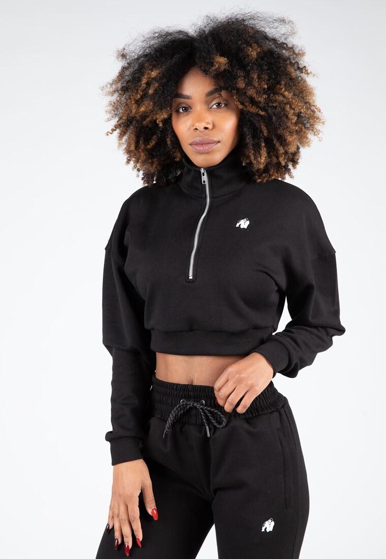 Ocala Cropped Bluza z zamkiem błyskawicznym do połowy - Czarny