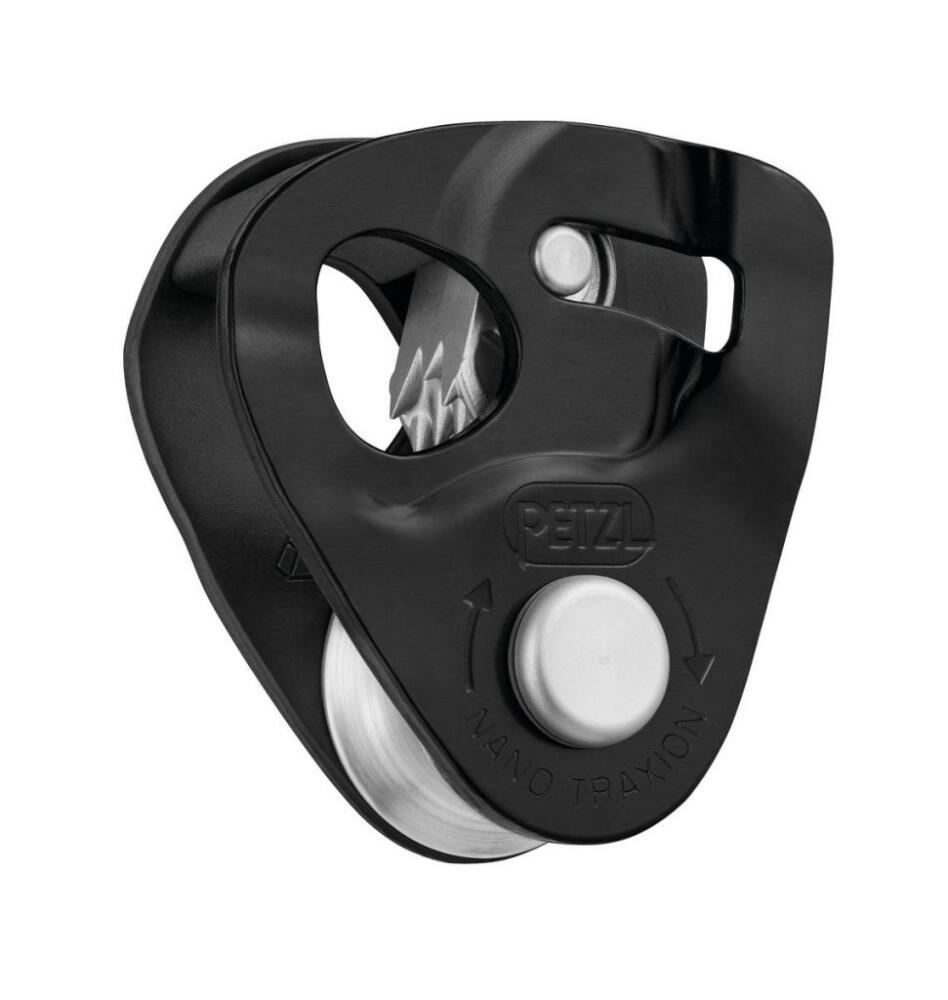 Bloczek Petzl Nano Traxion ultralekki 53 g czarny sprawność 91% do lin 7–11 mm