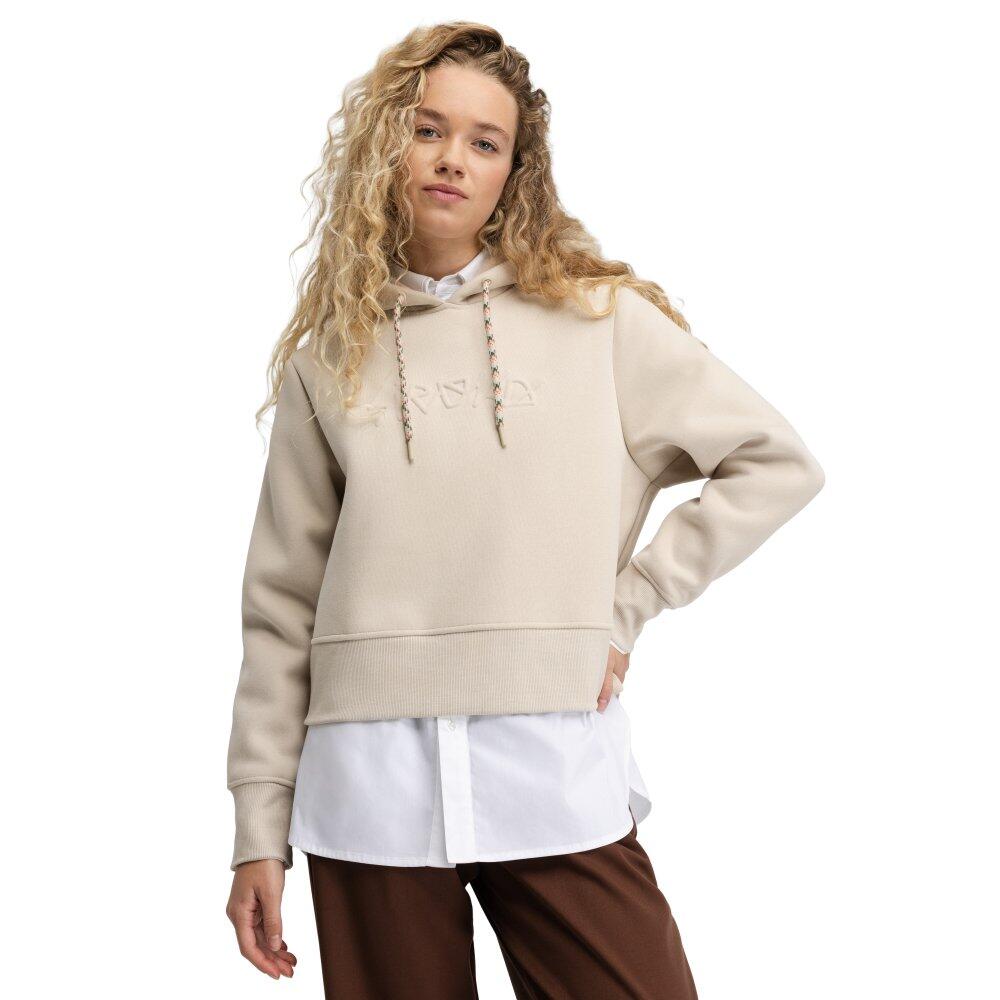 Damska bluza crop top z kapturem Siroko Jolla-W Sand