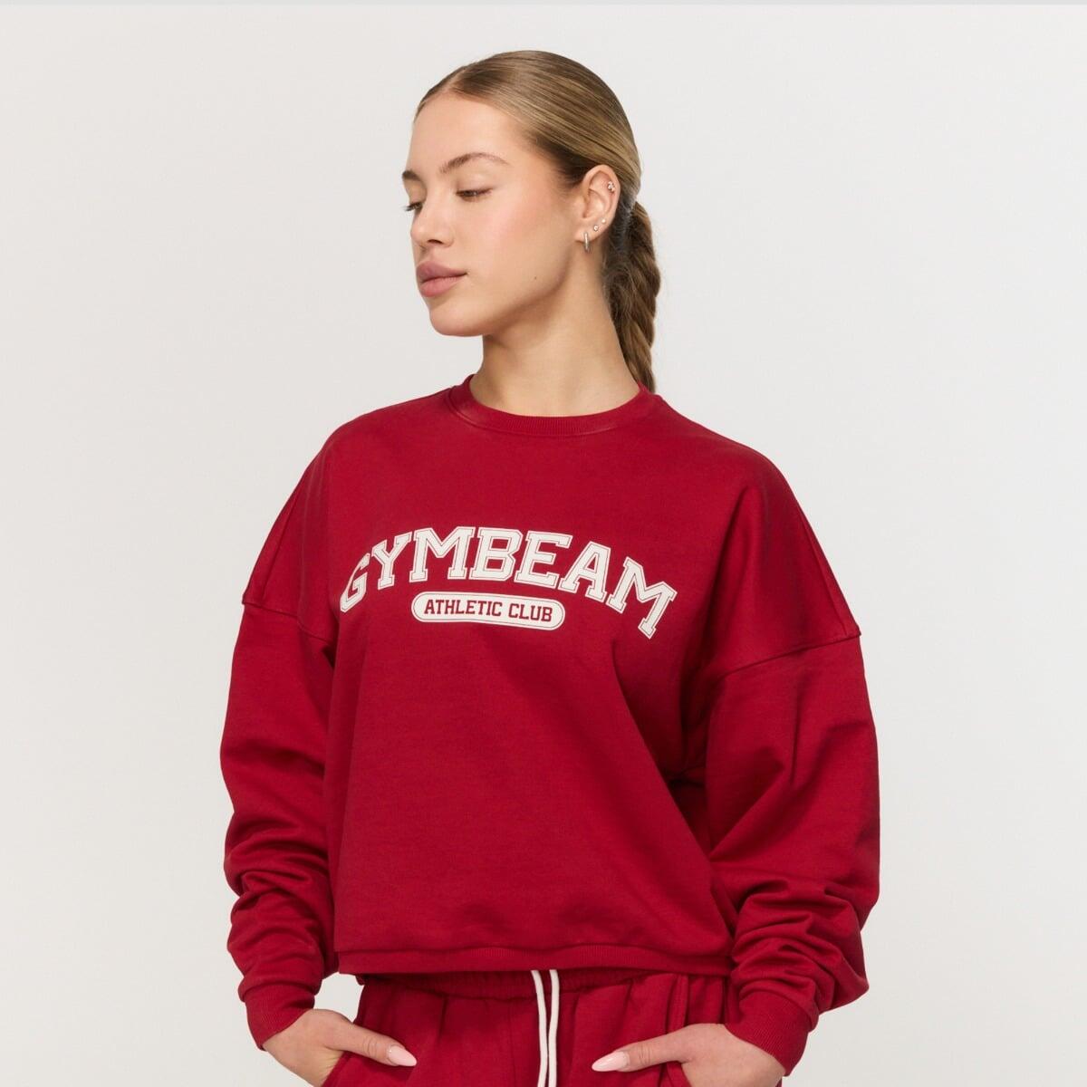 Bluza damska fitness bez kaptura czerwona Varsity