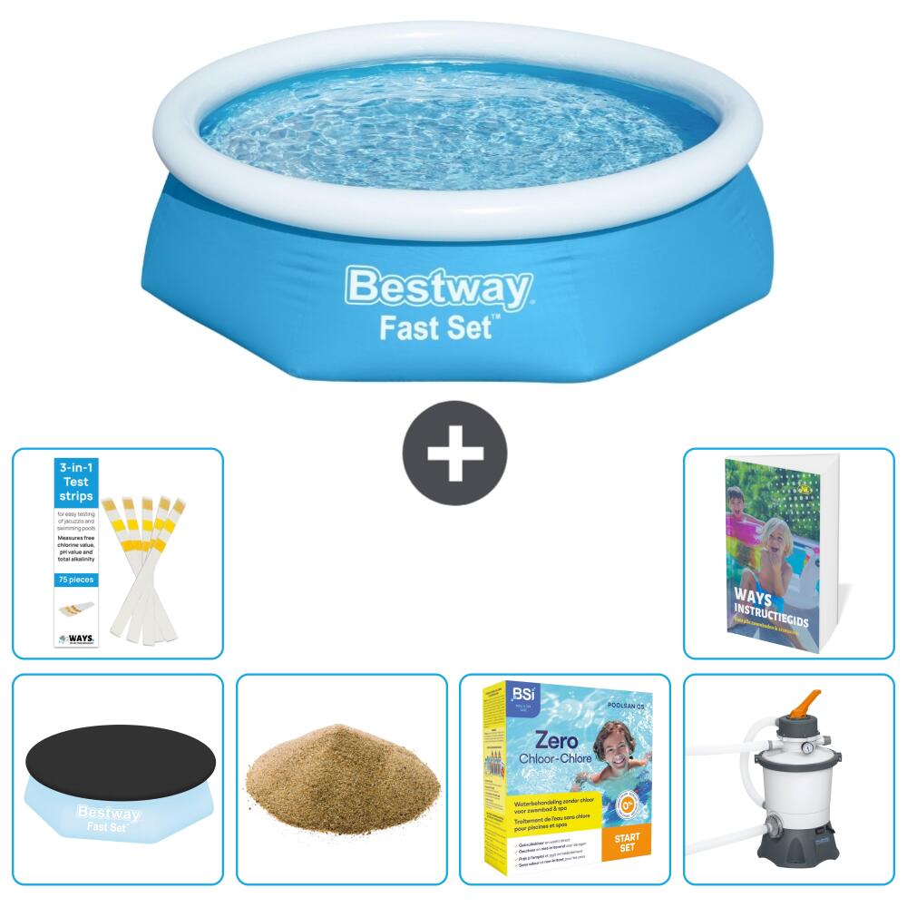 BESTWAY Basen Fast Set Okrągły - 244x61 cm - 7-częściowy S170