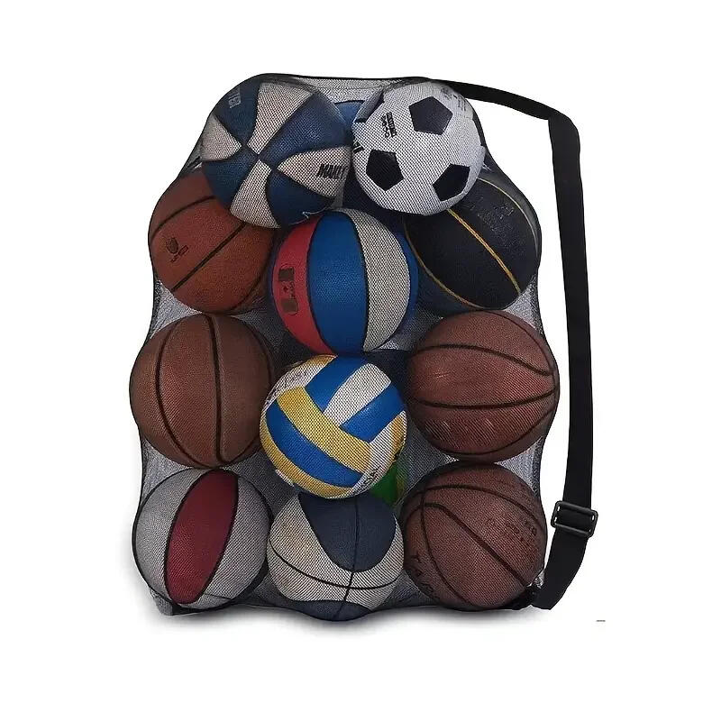 Duży worek na piłki sportowe ze ściągaczem i paskiem