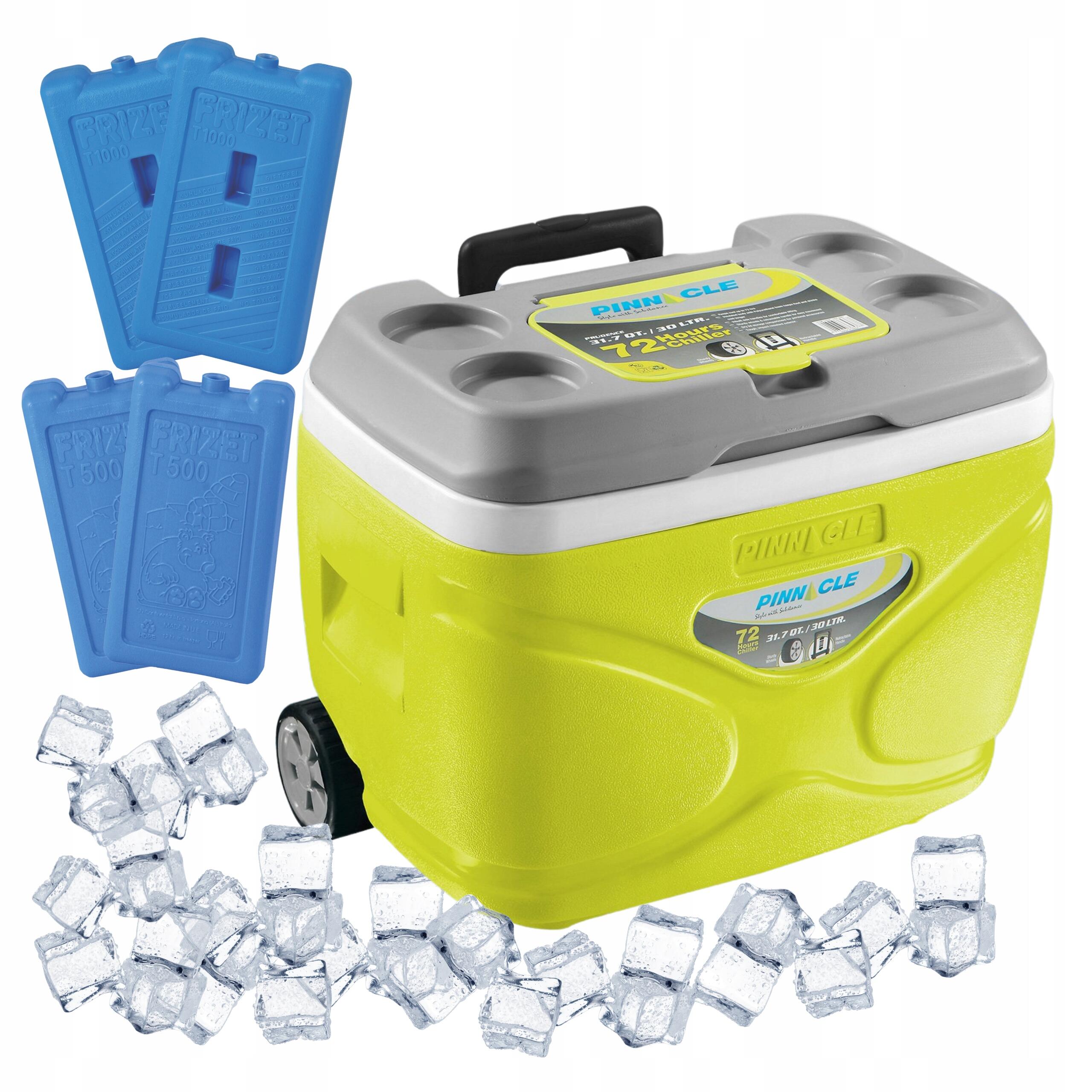 Lodówka turystyczna kółka Pinnacle 30L lime + 4 wkłady 2x 1000ml  2x 500ml