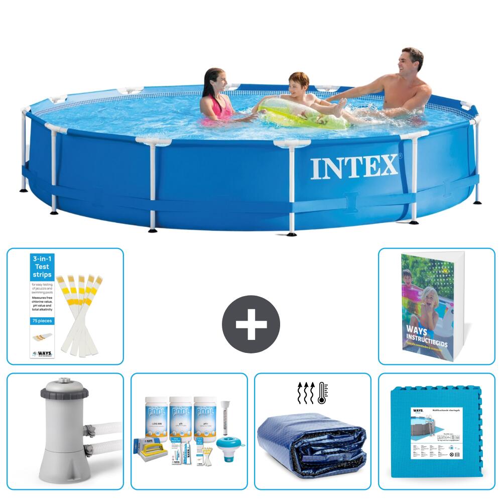 INTEX Basen ze stelażem Okrągły - 366x76 cm - 7-częściowy S188