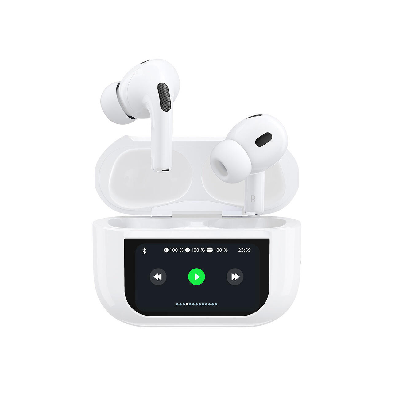 Słuchawki bezprzewodowe douszne u19 tws bluetooth 5.3 z wyświetlaczem led białe