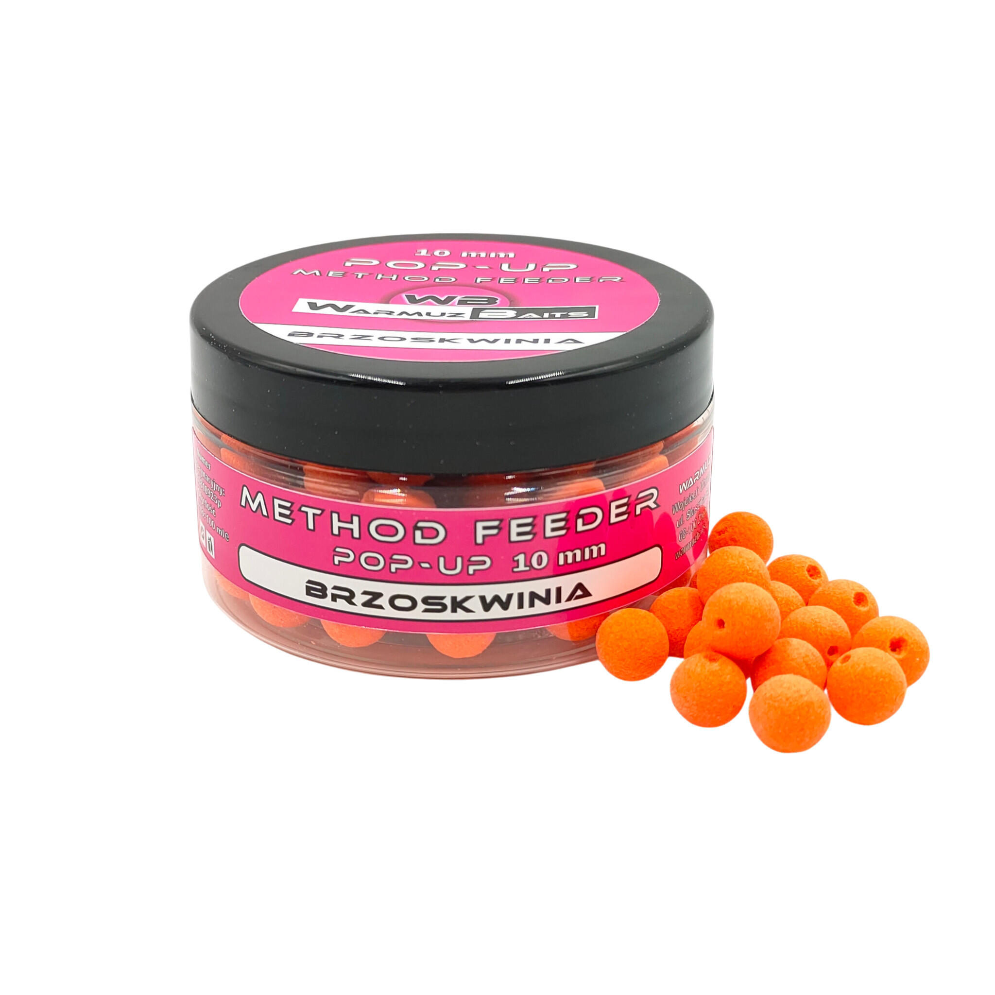 Kulki Pływające Pop Up 10mm z dziurką Warmuz Baits 100ml BRZOSKWINIA