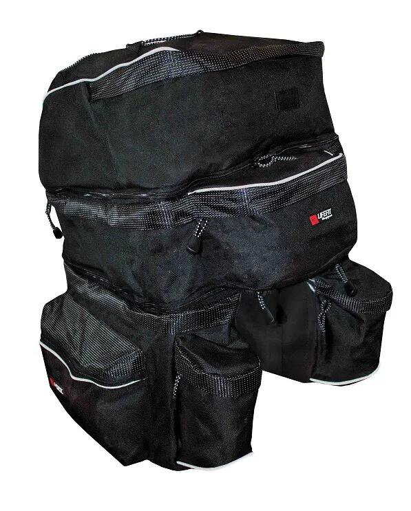 Torba rowerowa Lifefit 3-częściowa na bagażnik, czarna