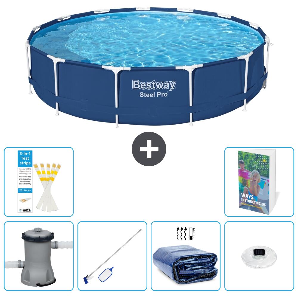 BESTWAY Basen Steel Pro Okrągły - 396x84 cm - 7-częściowy S305