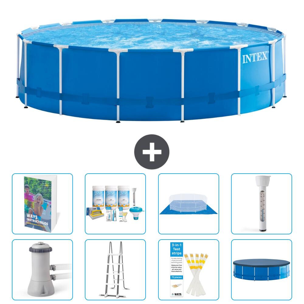 INTEX Basen ze stelażem Okrągły - 457x122 cm - 9-częściowy S574