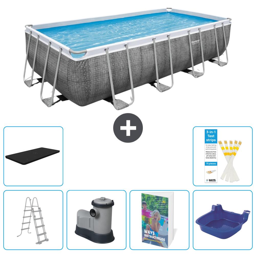 BESTWAY Basen Power Steel Prostokątny - 549x274x122 cm - 7-częściowy S662