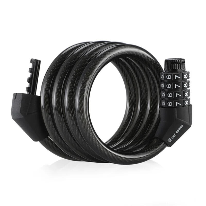 Zamek rowerowy na kabel stalowy z kodem 4-cyfrowym