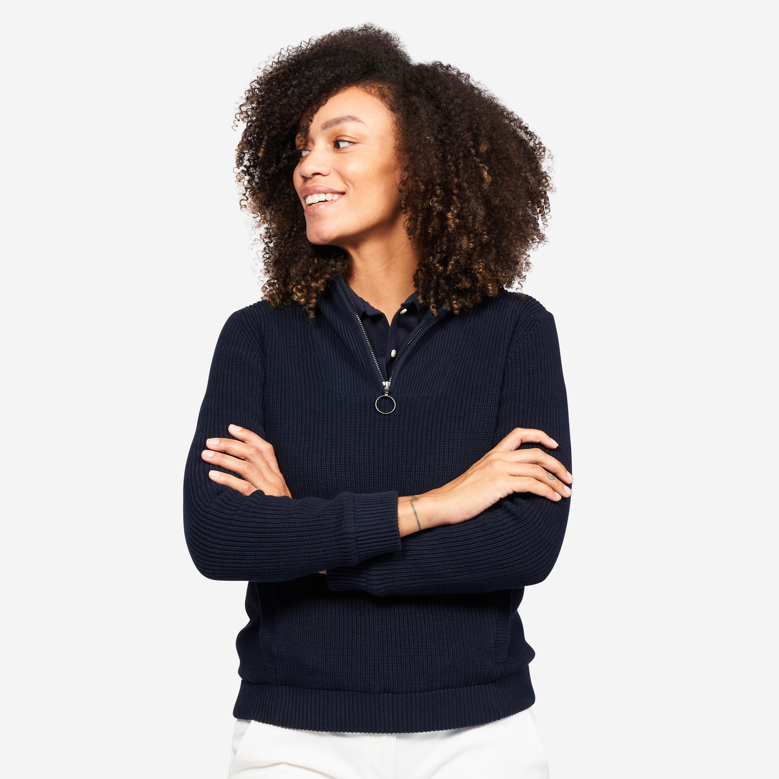 Sweter do golfa damski Inesis MW500 wiatroszczelny