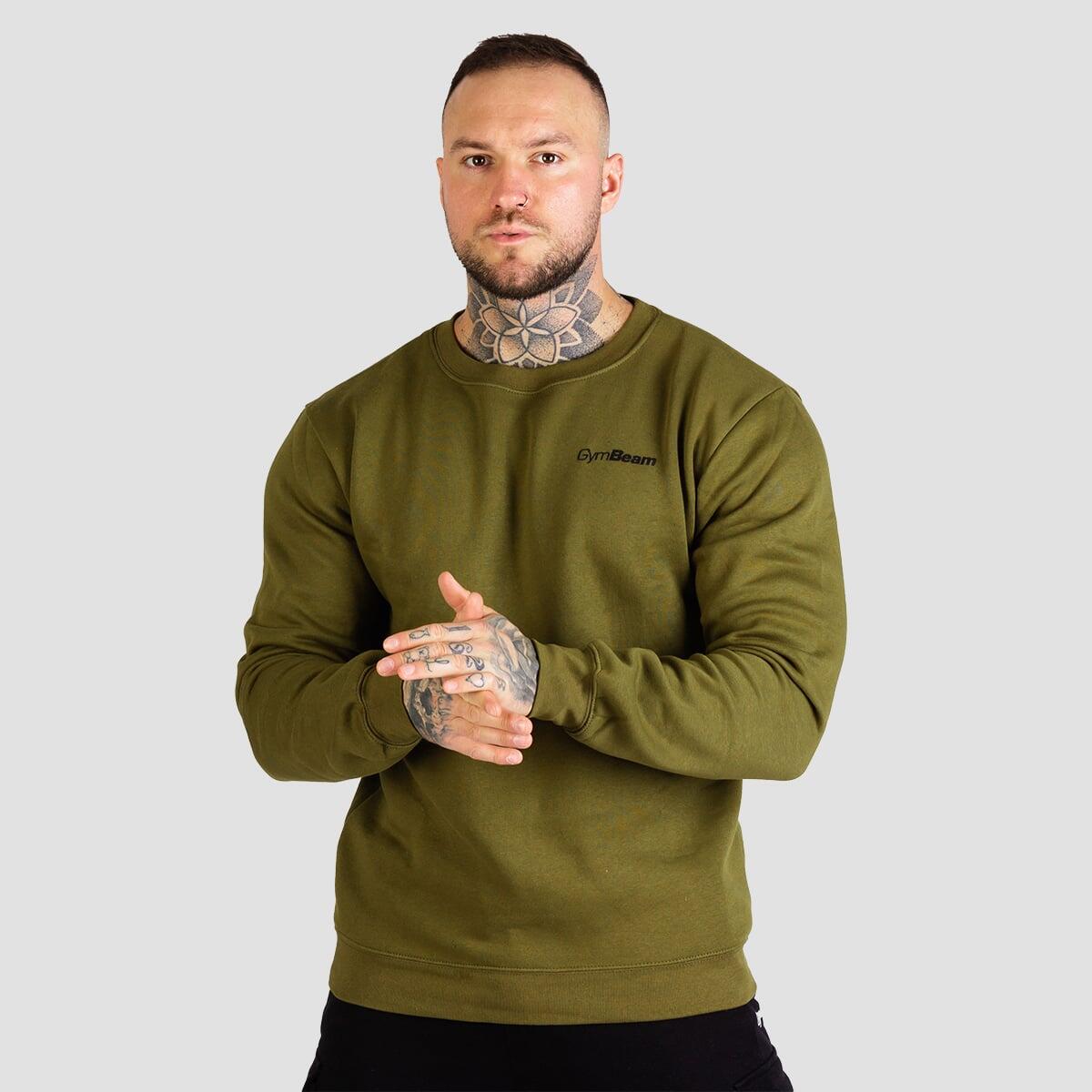 Bluza męska fitness bez kaptura zielona Basic