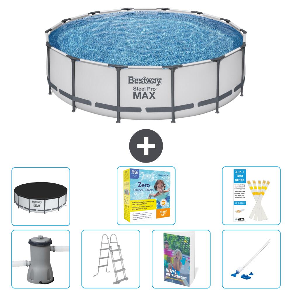 BESTWAY Basen Steel Pro MAX Okrągły - 427x122 cm - 8-częściowy S544