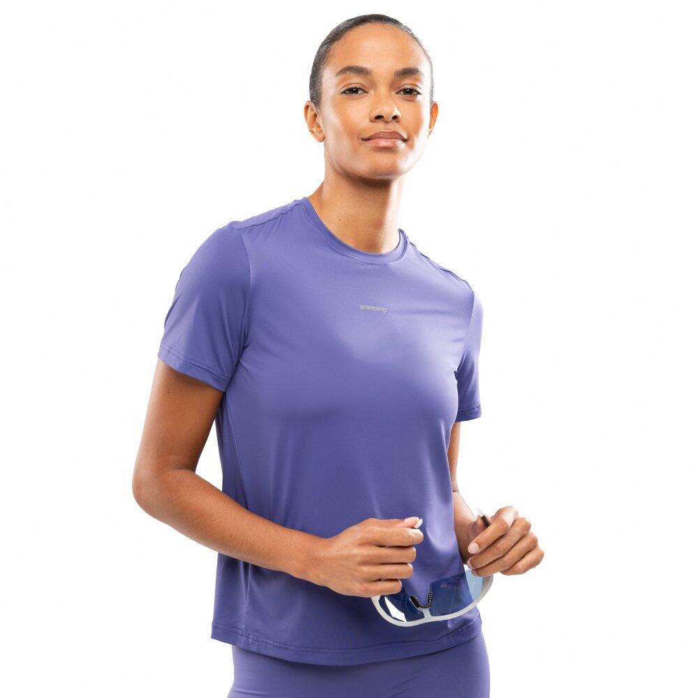 Damska koszulka do biegania z krótkim rękawem Fitness Siroko Singapore Blue