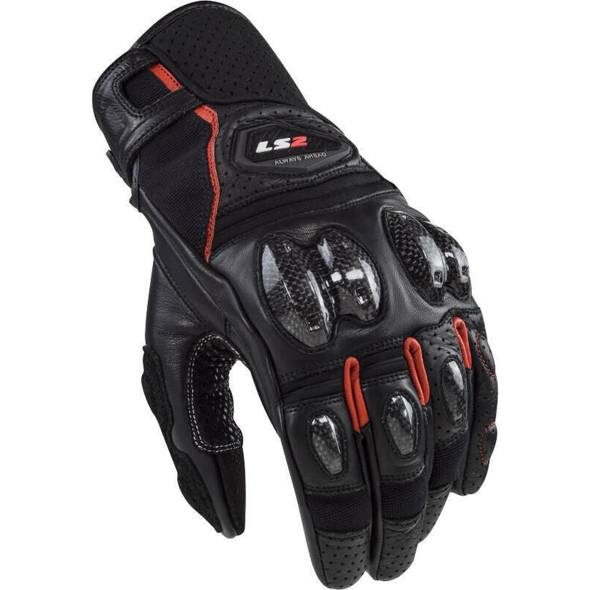 Rękawiczki LS2 Spark II skórzane męskie czarne/czerwone XXL