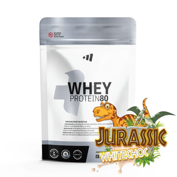 Białko serwatkowe 80 - 1 kg Jurajska biała czekolada MASMUSCULO
