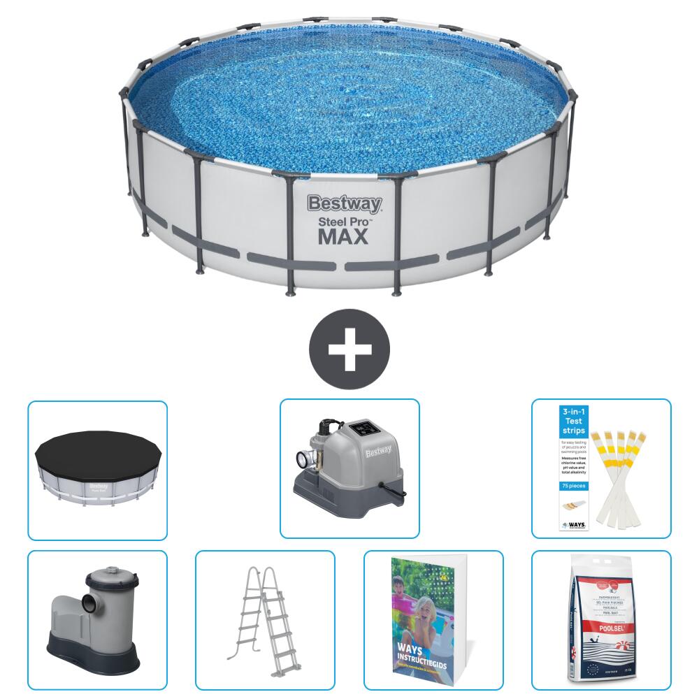 BESTWAY Basen Steel Pro MAX Okrągły - 488x122 cm - 8-częściowy S649