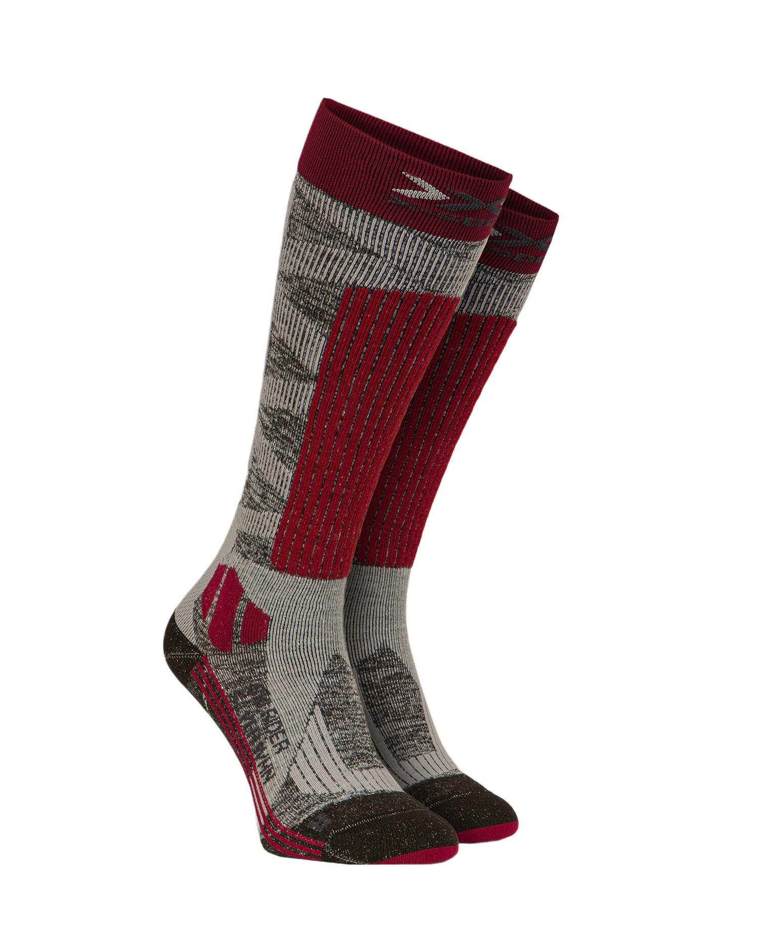 Skarpety narciarskie damskie X-Socks Ski Rider Silver 4.0 Red Grey