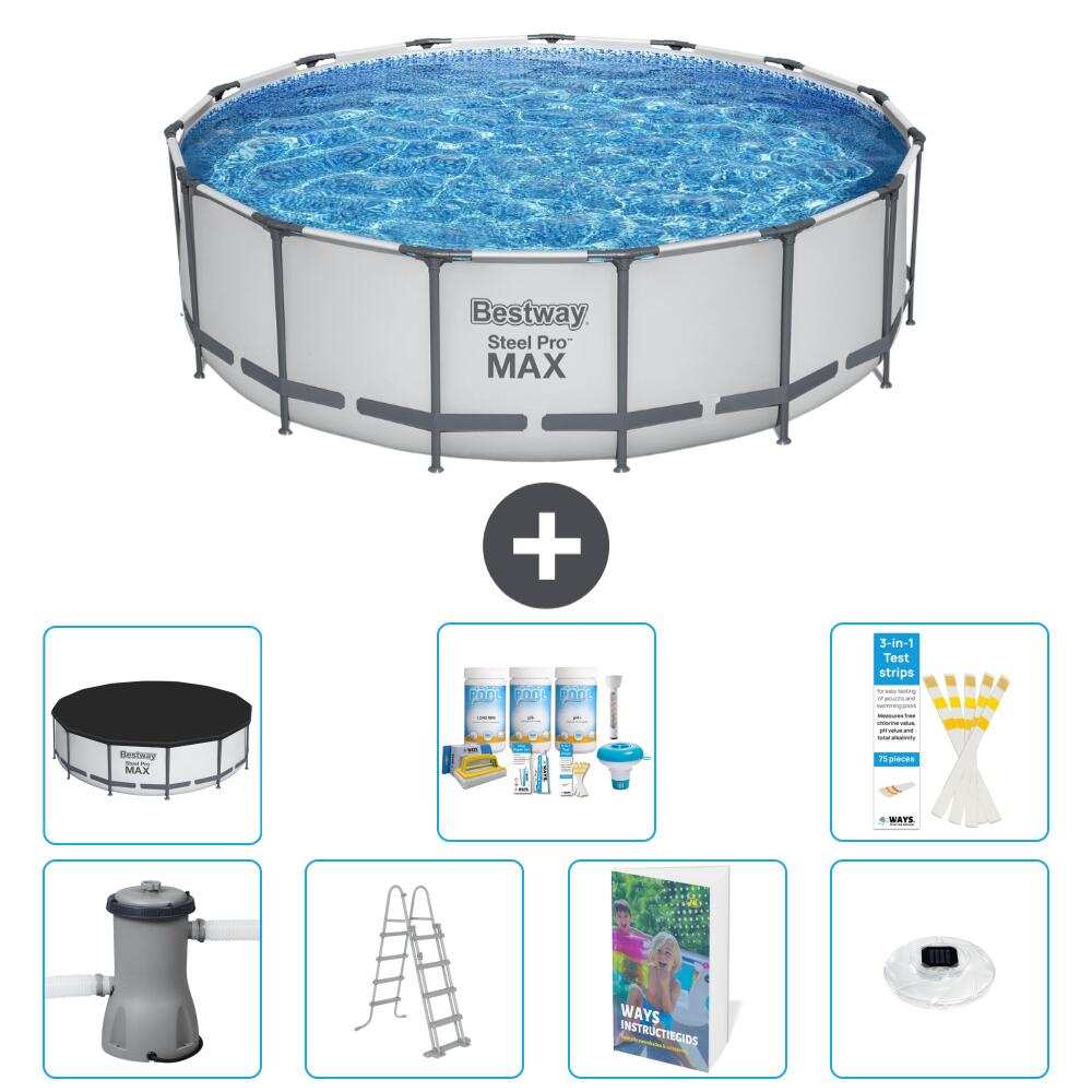 BESTWAY Basen Steel Pro MAX Okrągły - 488x122 cm - 8-częściowy S576