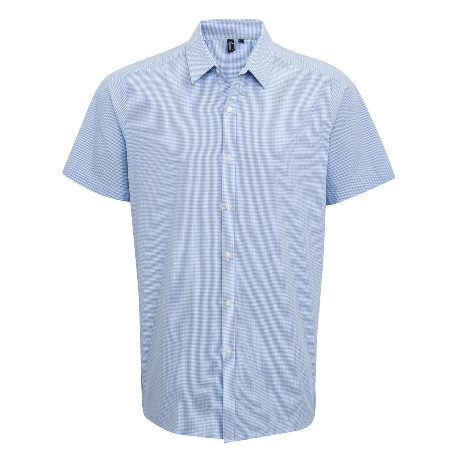 Męska Bawełniana Koszula Z Krótkim Rękawem W Kratkę Micro Gingham