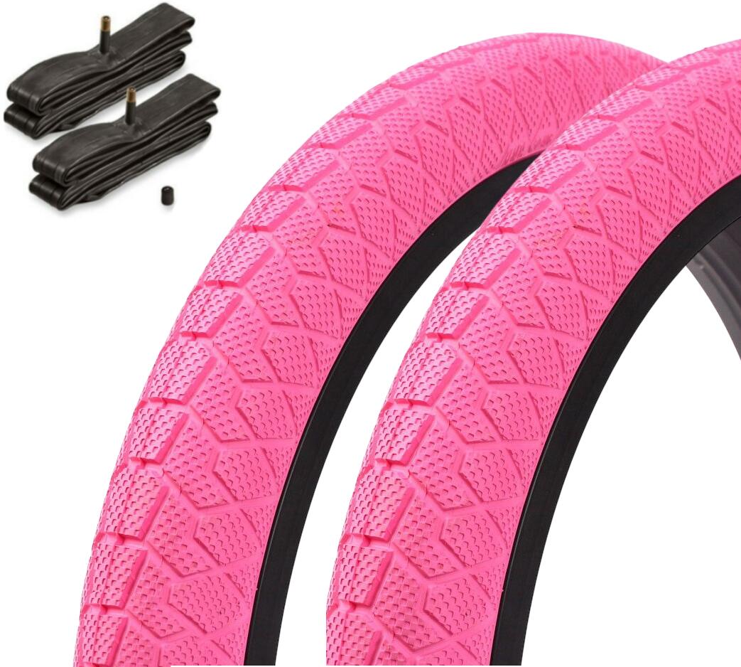Zestaw opon BMX KENDA 20 cali x 1,95 cala różowy + dętka AV
