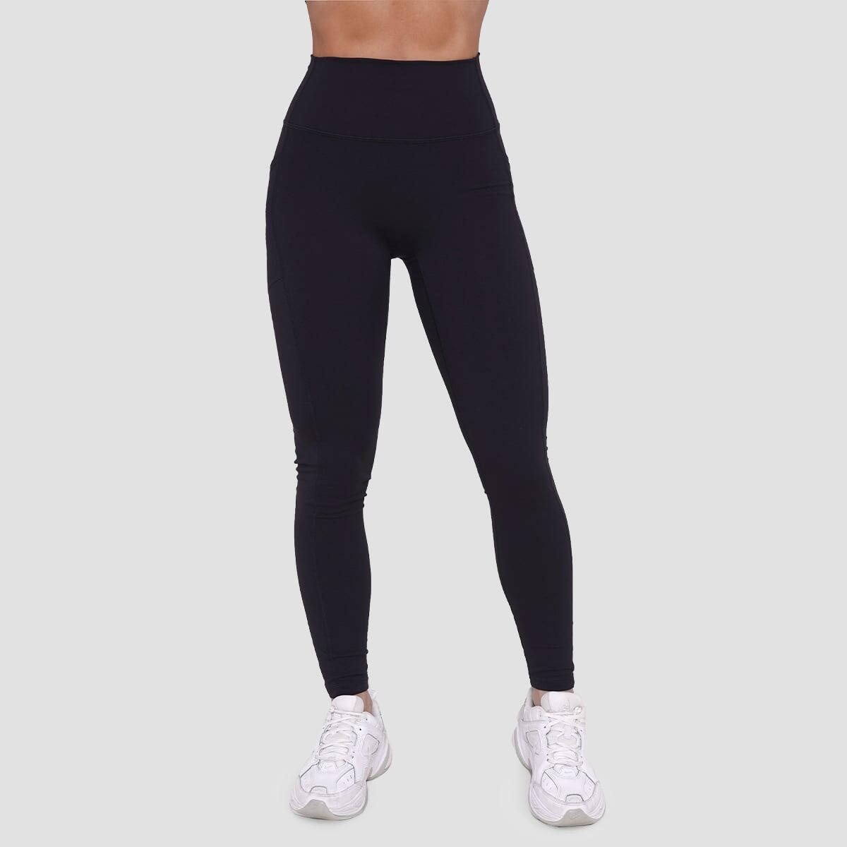 Legginsy damskie fitness z kieszeniami czarne Ignite