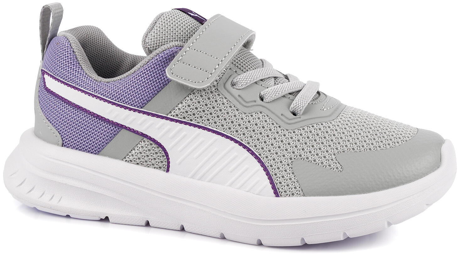 Buty sneakersy sportowe dziecięce na rzep szare PUMA EVOLVE RUN AC+