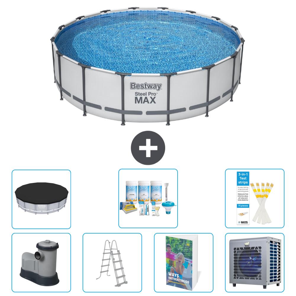 BESTWAY Basen Steel Pro MAX Okrągły - 488x122 cm - 8-częściowy S612
