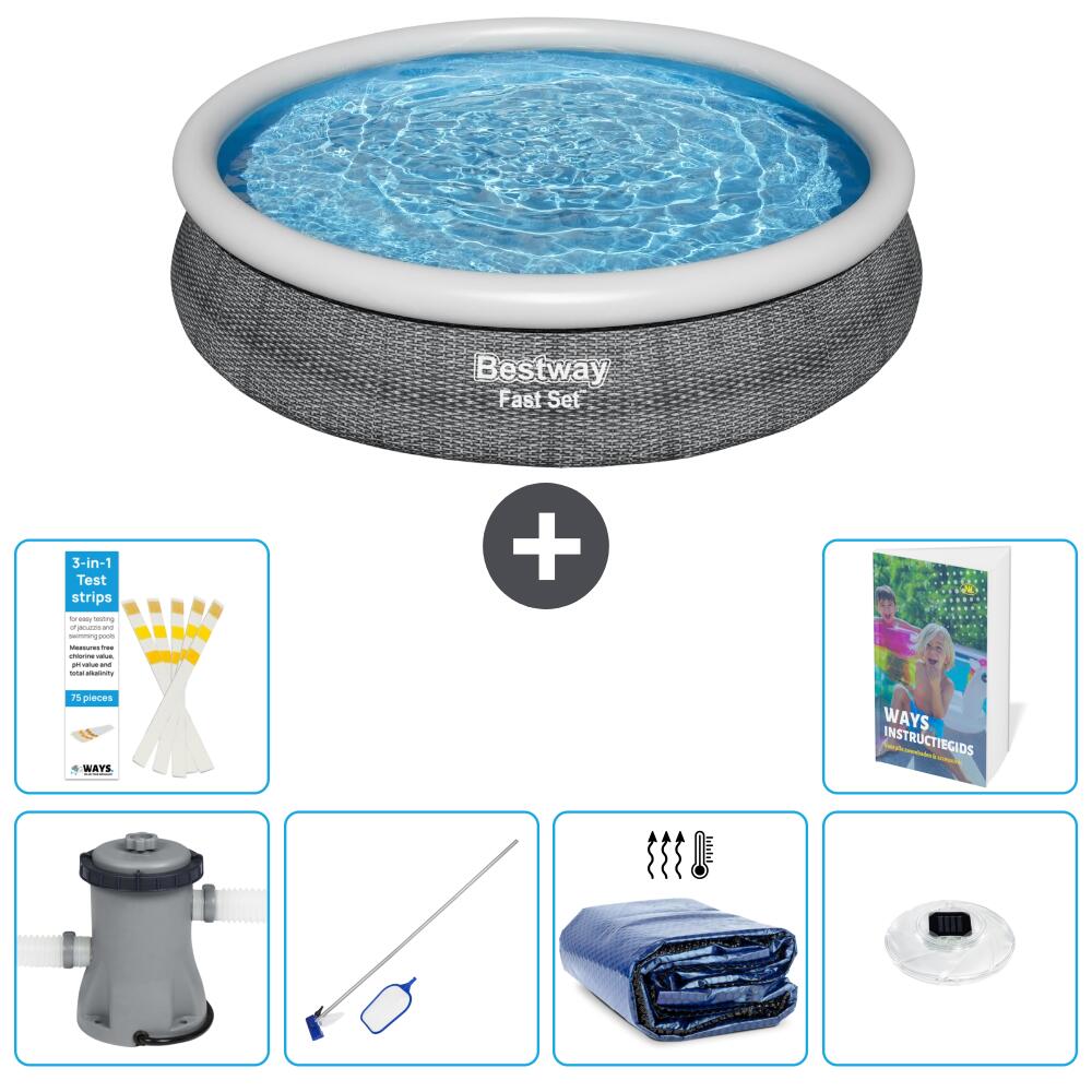 BESTWAY Basen Fast Set Okrągły - 366x76 cm - 7-częściowy S305