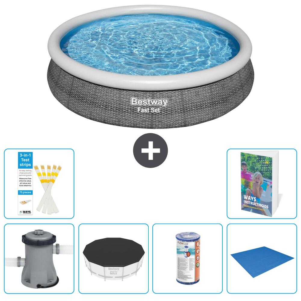 BESTWAY Basen Fast Set Okrągły - 366x76 cm - 7-częściowy S341