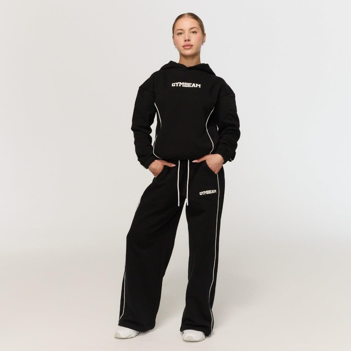 Spodnie dresowe damskie fitness oversize czarne Varsity