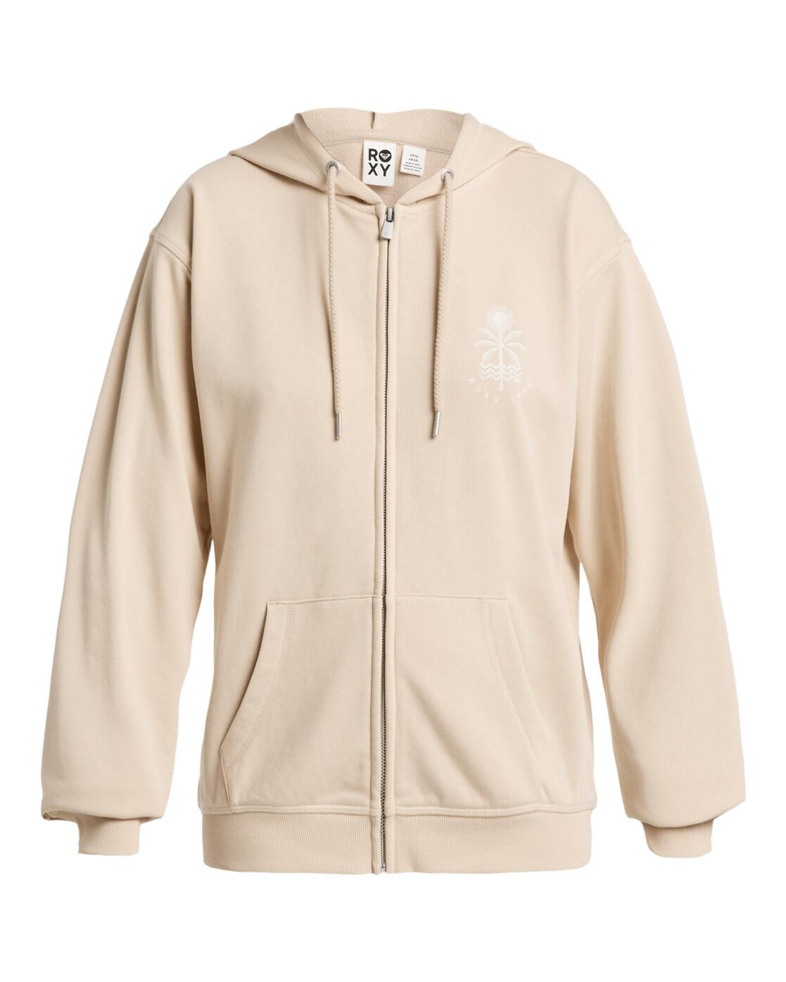 Bluza na zamek dla Kobiety SURF STOKED ZIP TERRY Beżowy