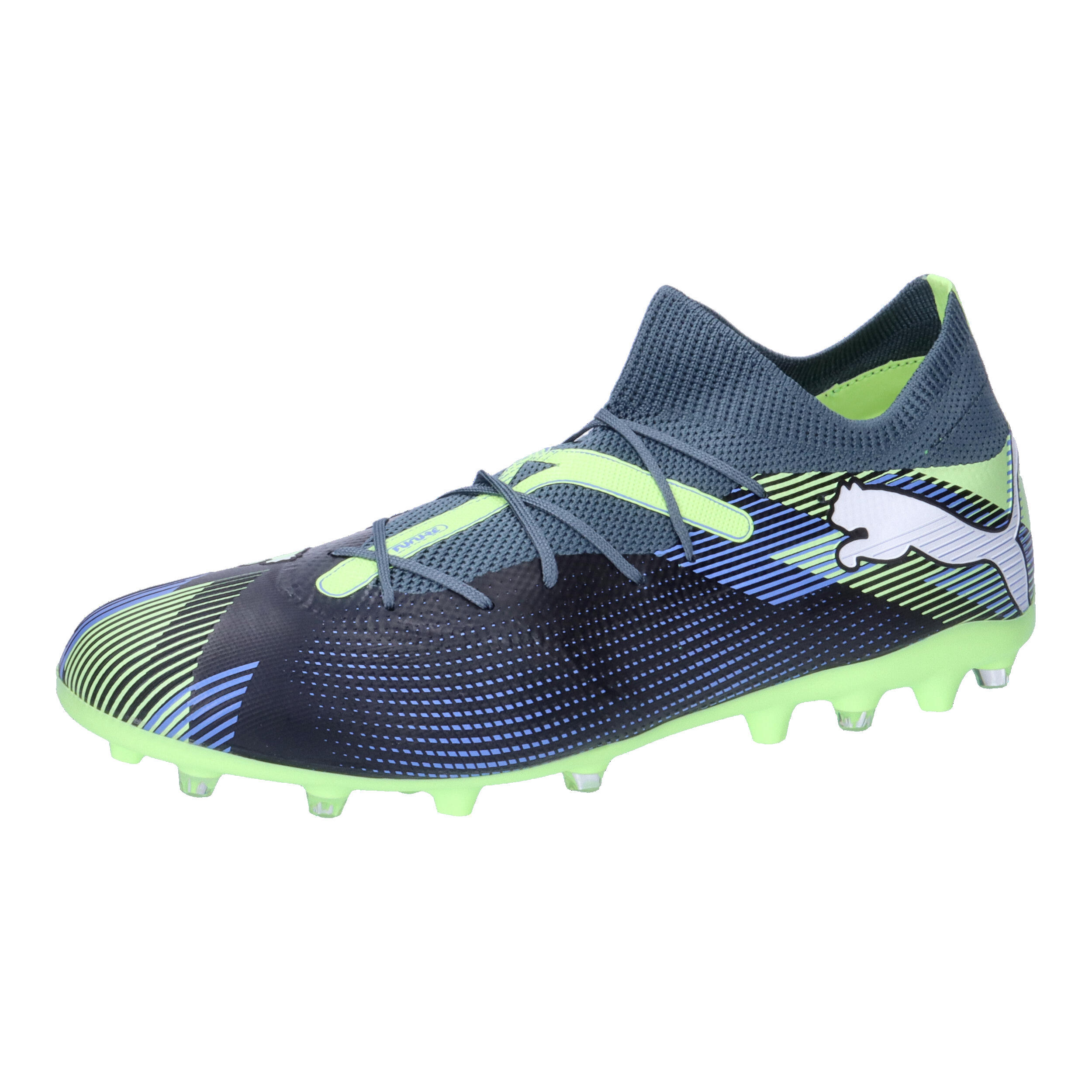 Buty piłkarskie FUTURE 7 MATCH MG PUMA Gray Skies White Fizzy Apple Yellow