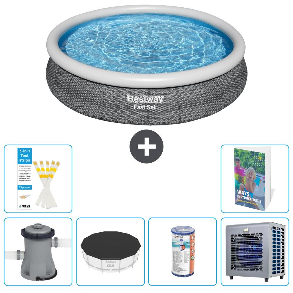 BESTWAY Basen Fast Set Okrągły - 366x76 cm - 7-częściowy S203