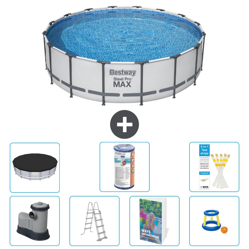 BESTWAY Basen Steel Pro MAX Okrągły - 488x122 cm - 8-częściowy S541