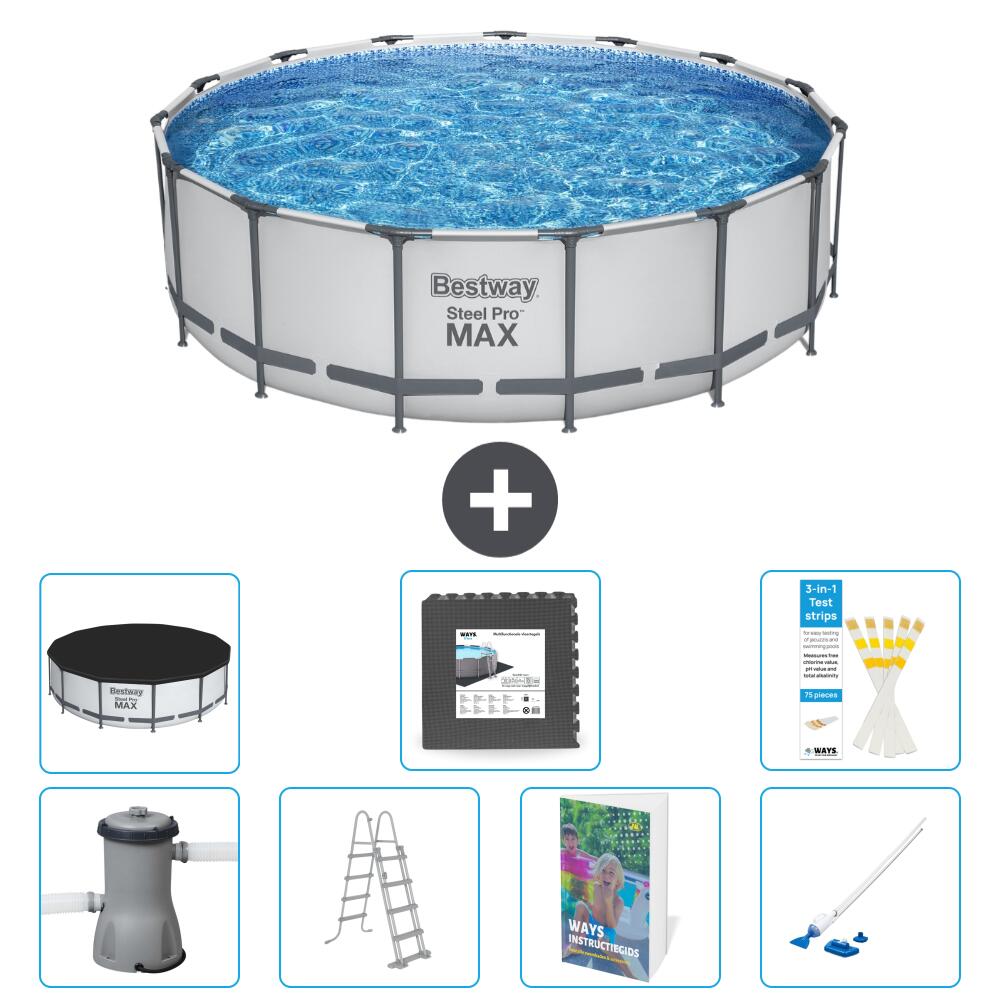 BESTWAY Basen Steel Pro MAX Okrągły - 488x122 cm - 8-częściowy S610