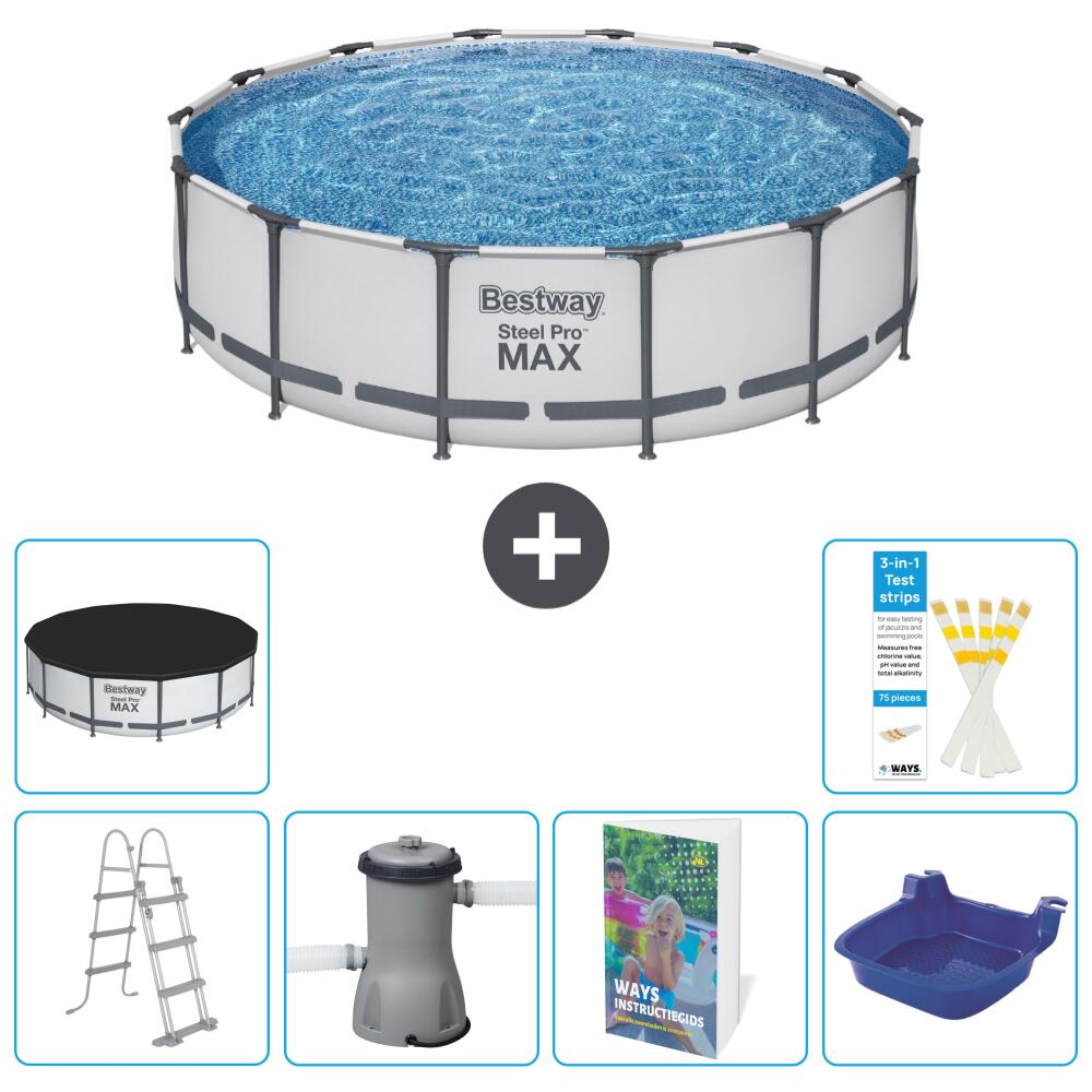 BESTWAY Basen Steel Pro MAX Okrągły - 427x122 cm - 7-częściowy S662