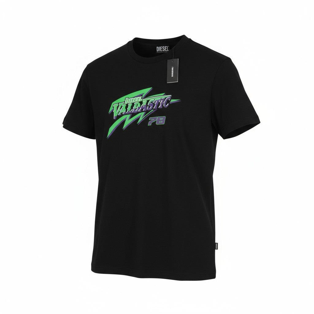 T-shirt męski Diesel T-diegos-b13 czarny, bawełniany, z okrągłym dekoltem