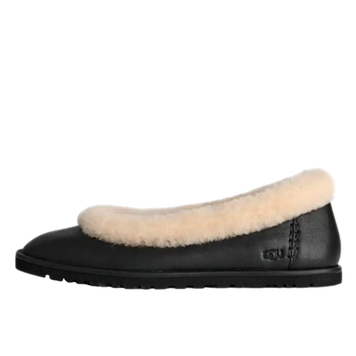 UGG Zora Leather Ballet Flat Black