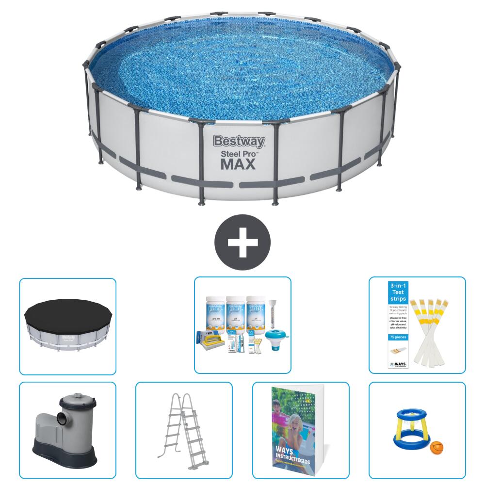 BESTWAY Basen Steel Pro MAX Okrągły - 488x122 cm - 8-częściowy S548