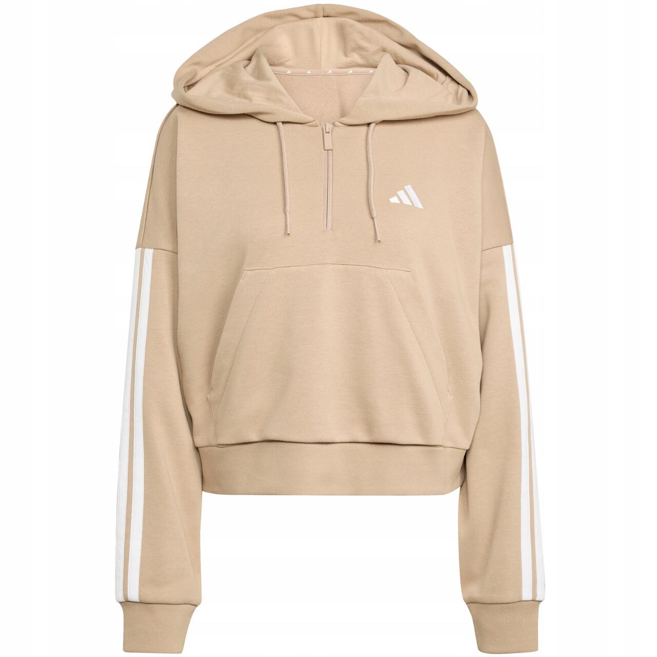 Bluza damska Essentials 3-Stripes French Terry Hoodie Quarter Zip