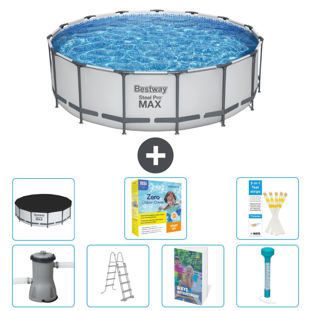BESTWAY Basen Steel Pro MAX Okrągły - 488x122 cm - 8-częściowy S532