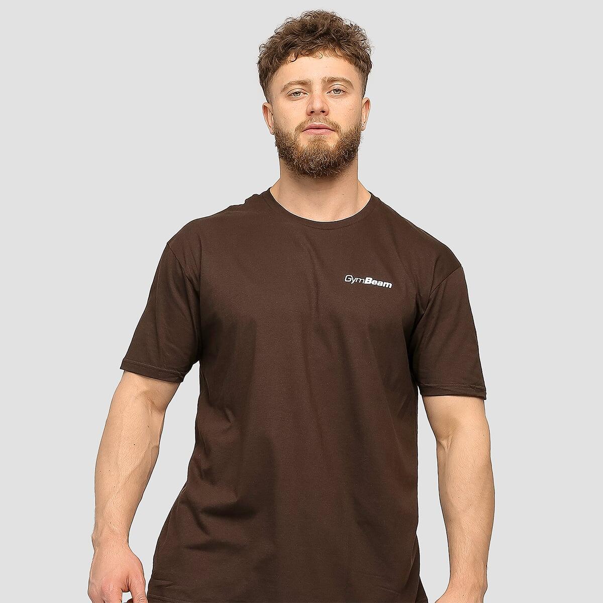 Koszulka męska fitness regular z krótkim rękawem brązowa Basic