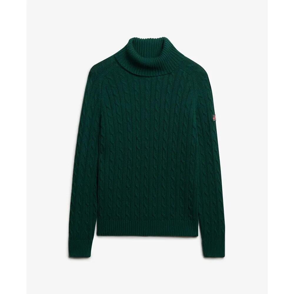 Sweter na plecionce z golfem damski Superdry